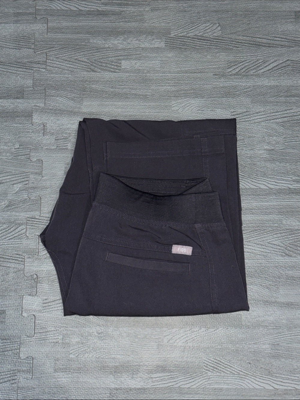 Figs Black Medical Scrub Pants with Pocket Detailing